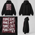 DROPMADE MAKE ART — černá mikina s bílo-červeným textovým potiskem
